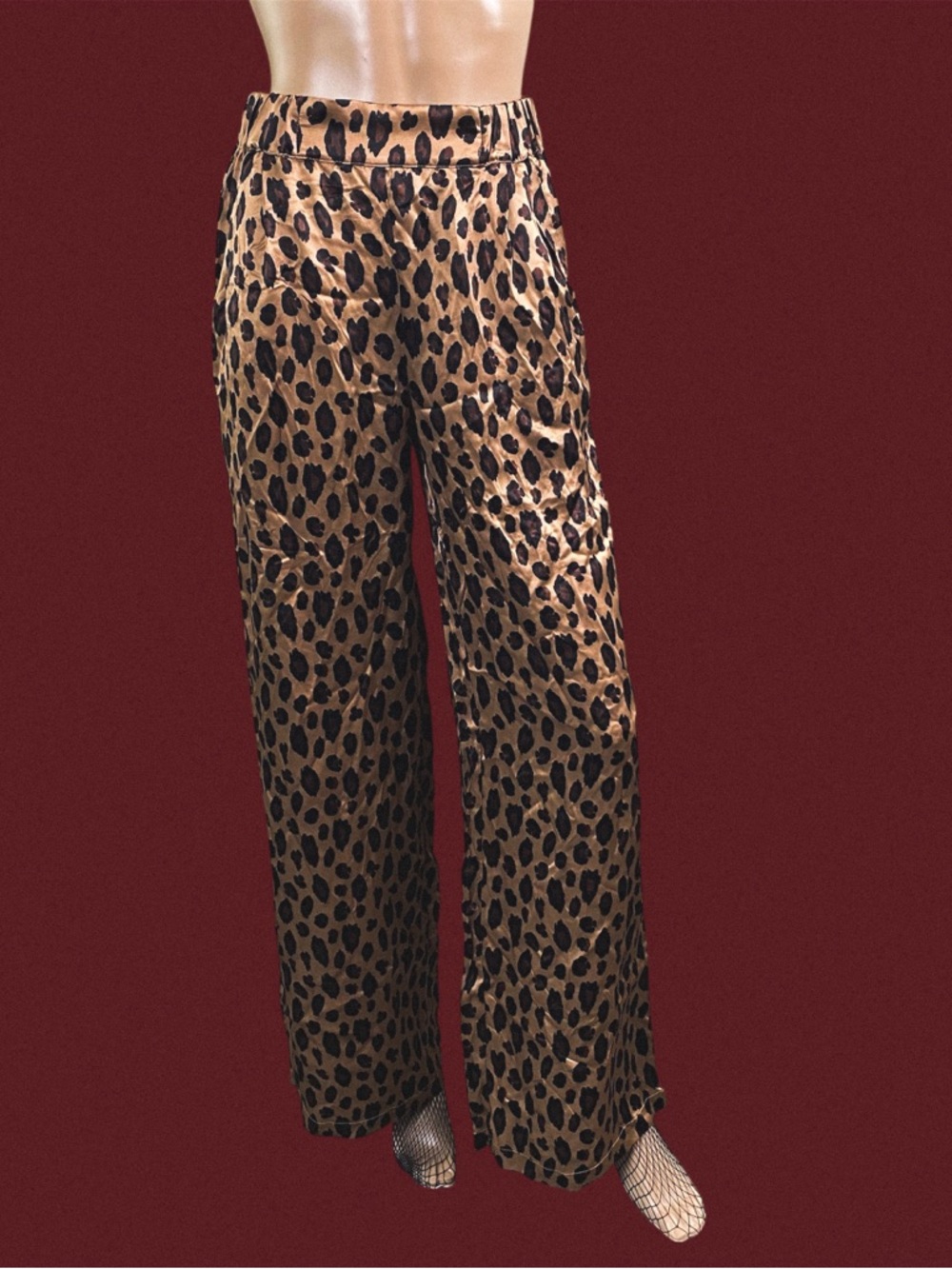 Silk Leopard Print Wide-Leg Pants